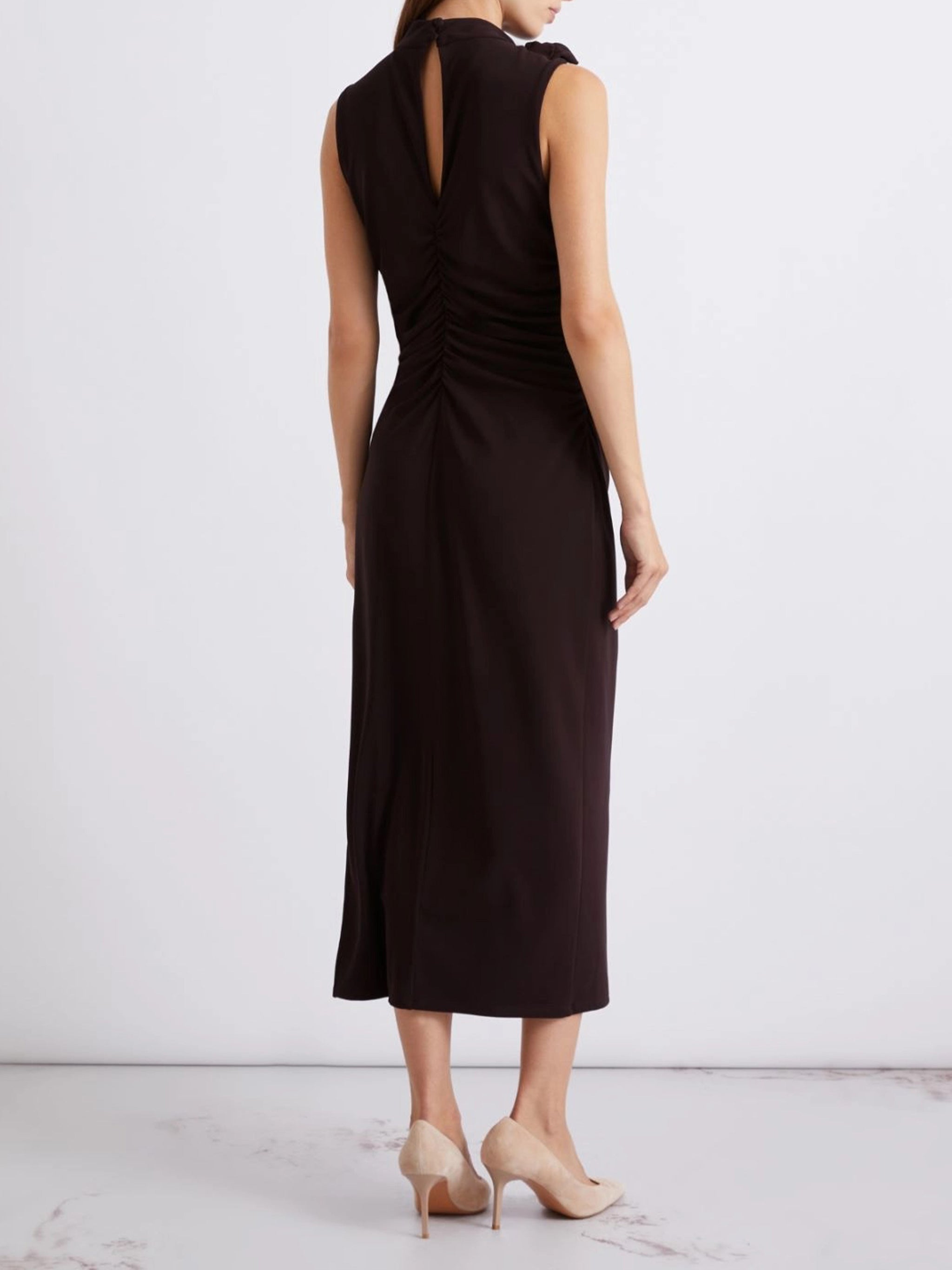 Black Mllmirra Fitted Midi Floral Dress