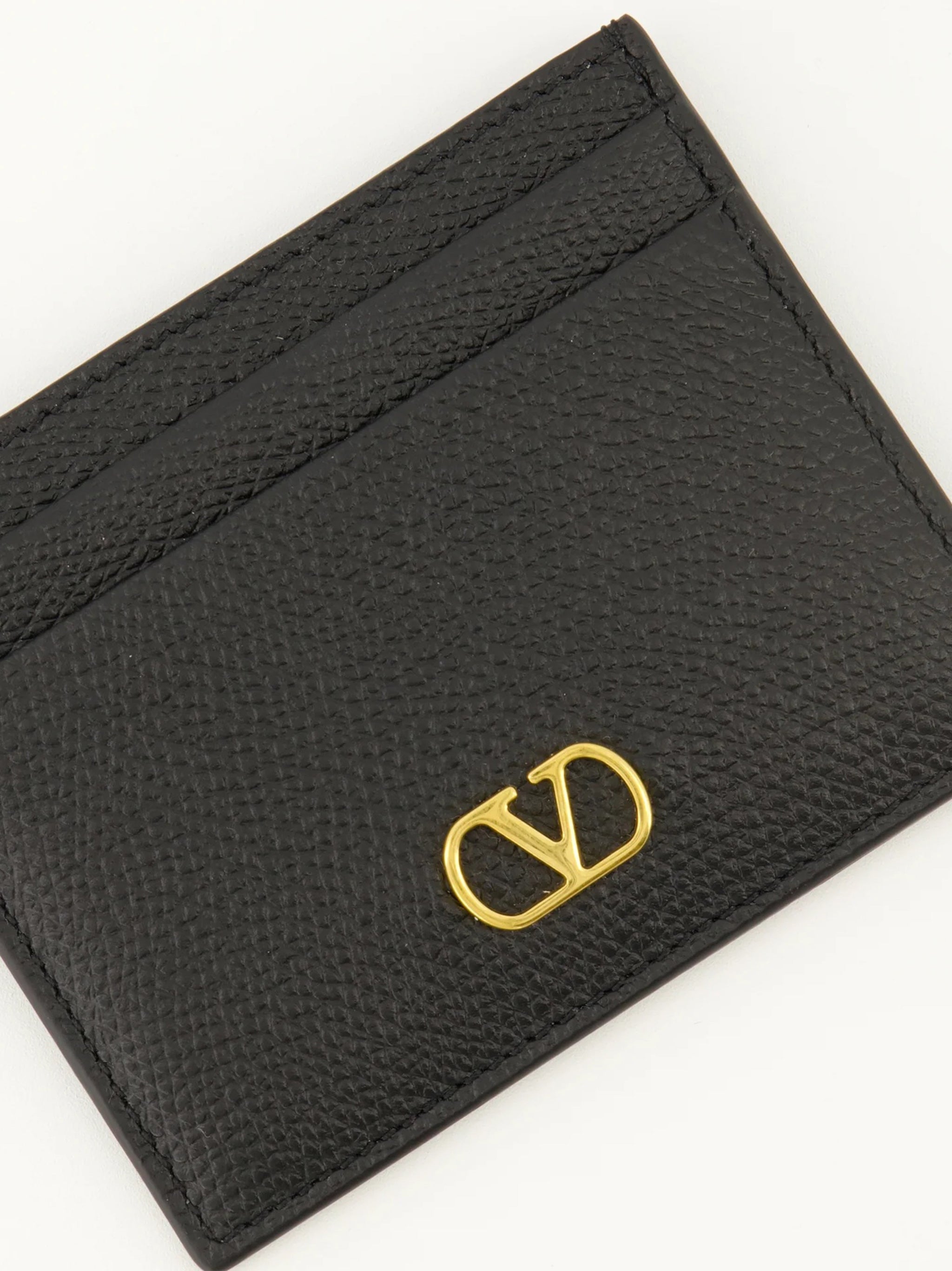 Black Vlogo Signature Textured Leather Case