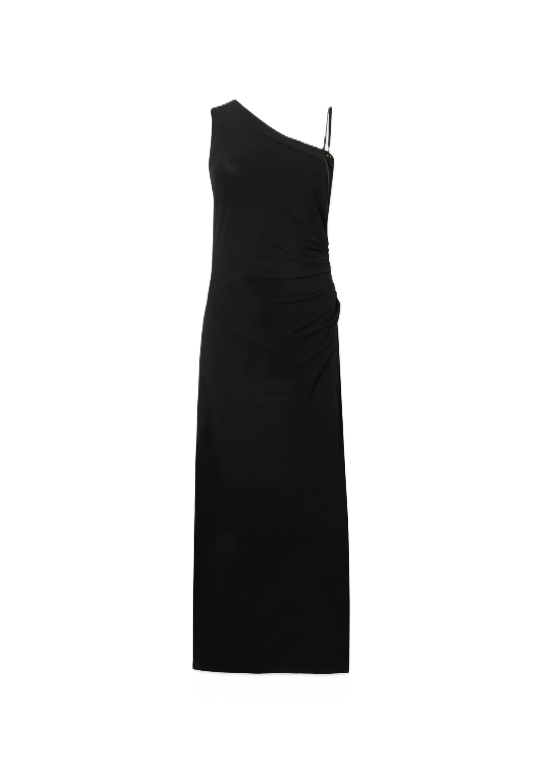 Asymmetrical One-Shoulder Midi Dress with Ruching