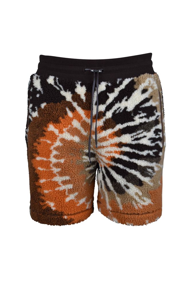 Szorty z polaru z efektem tie-dye i sznurkiem w pasie