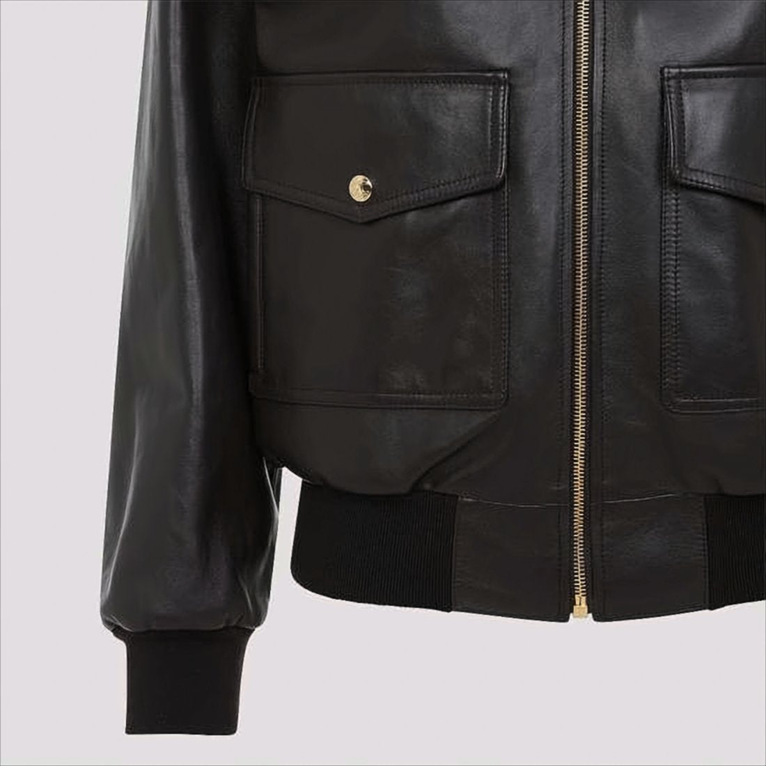 Smooth Lambskin Leather Jacket with Classic Collar and Ribbed Finish