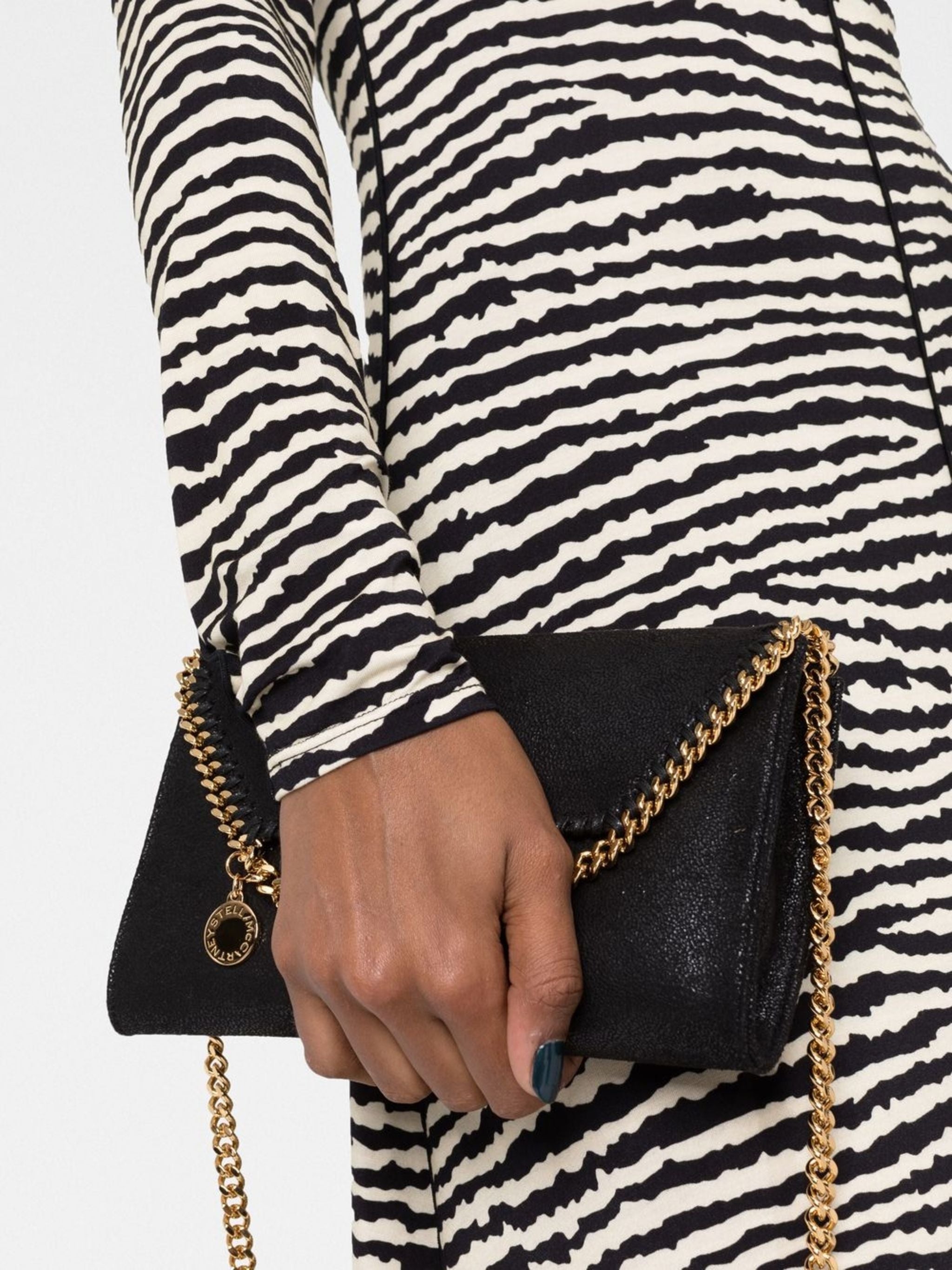 Black Falabella Wallet Chain Satchel