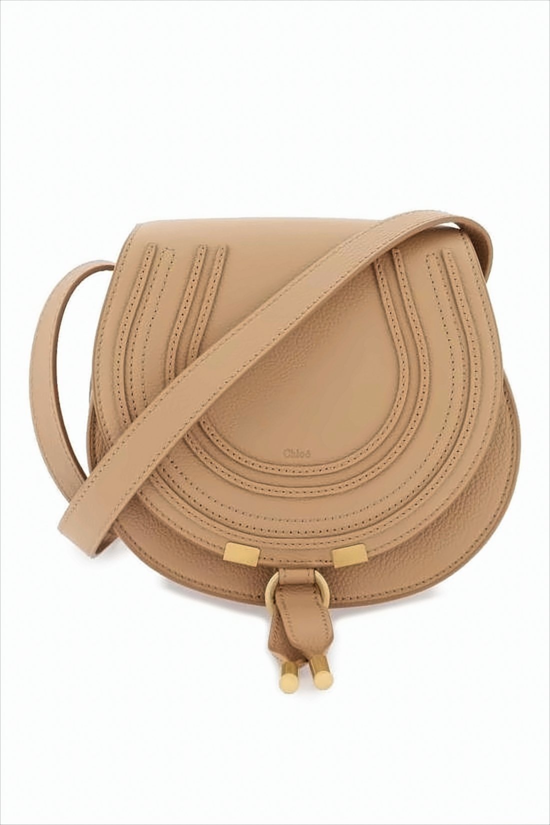 Half-Moon Structured Crossbody Bag with Layered Stitching