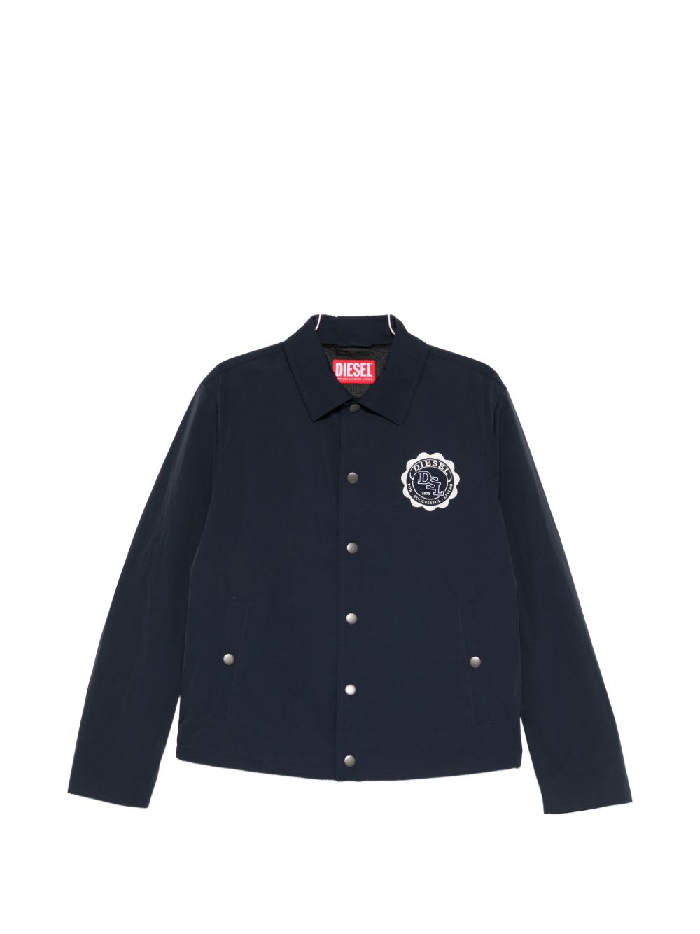 Blue Button-Up Jacket With Patch Logo