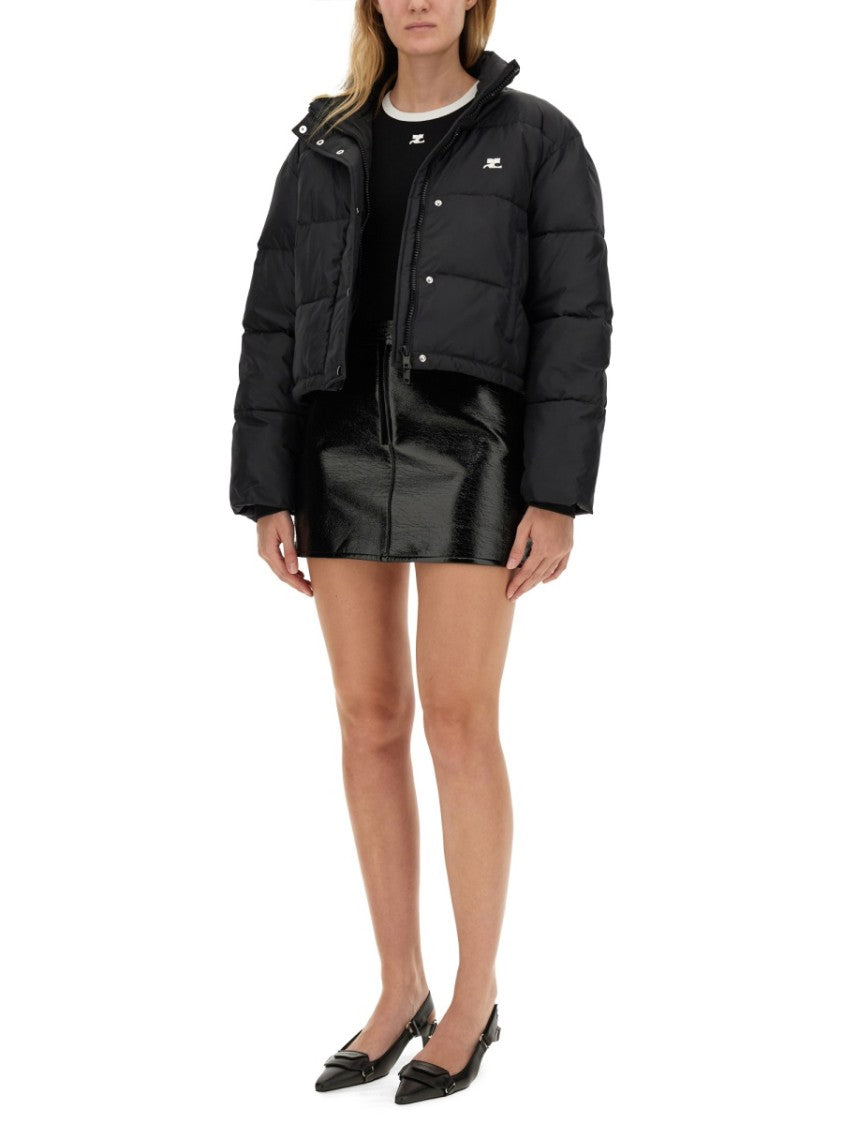 Cropped Down Jacket With High Collar