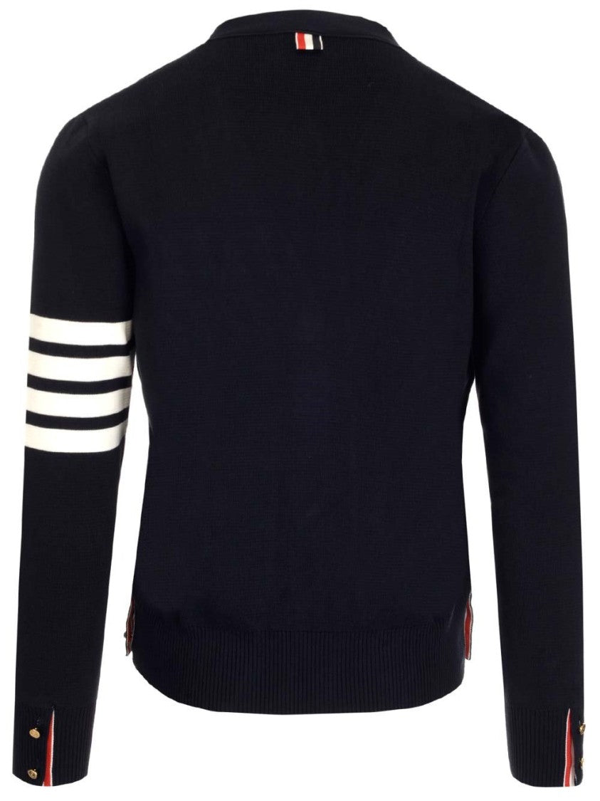Classic Cardigan with Deep V-Neck and Gold Button Detail
