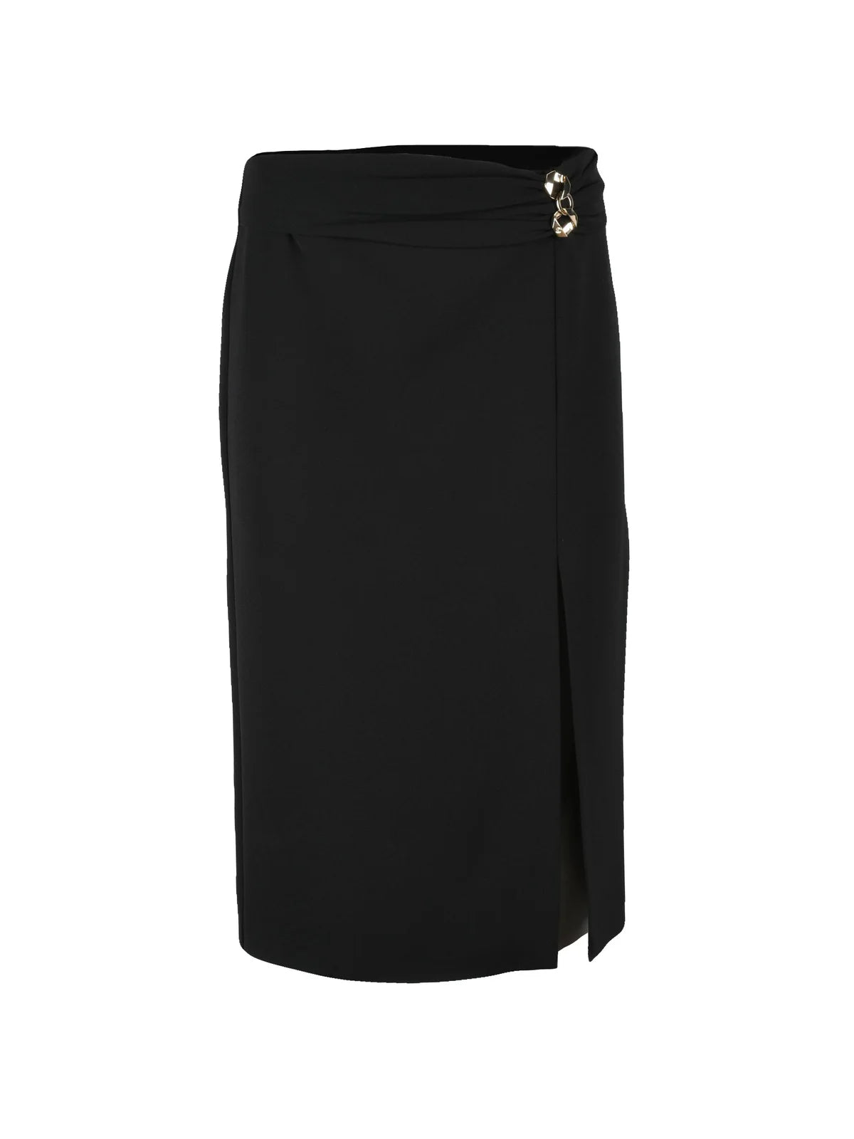 Black Midi Polyester Elastane Skirt