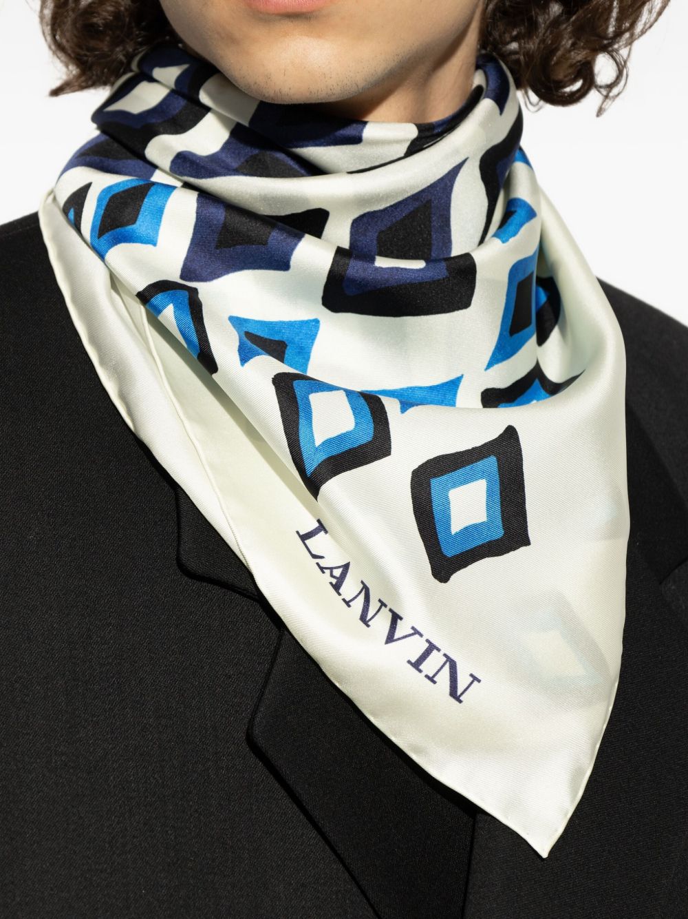 Silk Scarf with Geometric Diamond Pattern