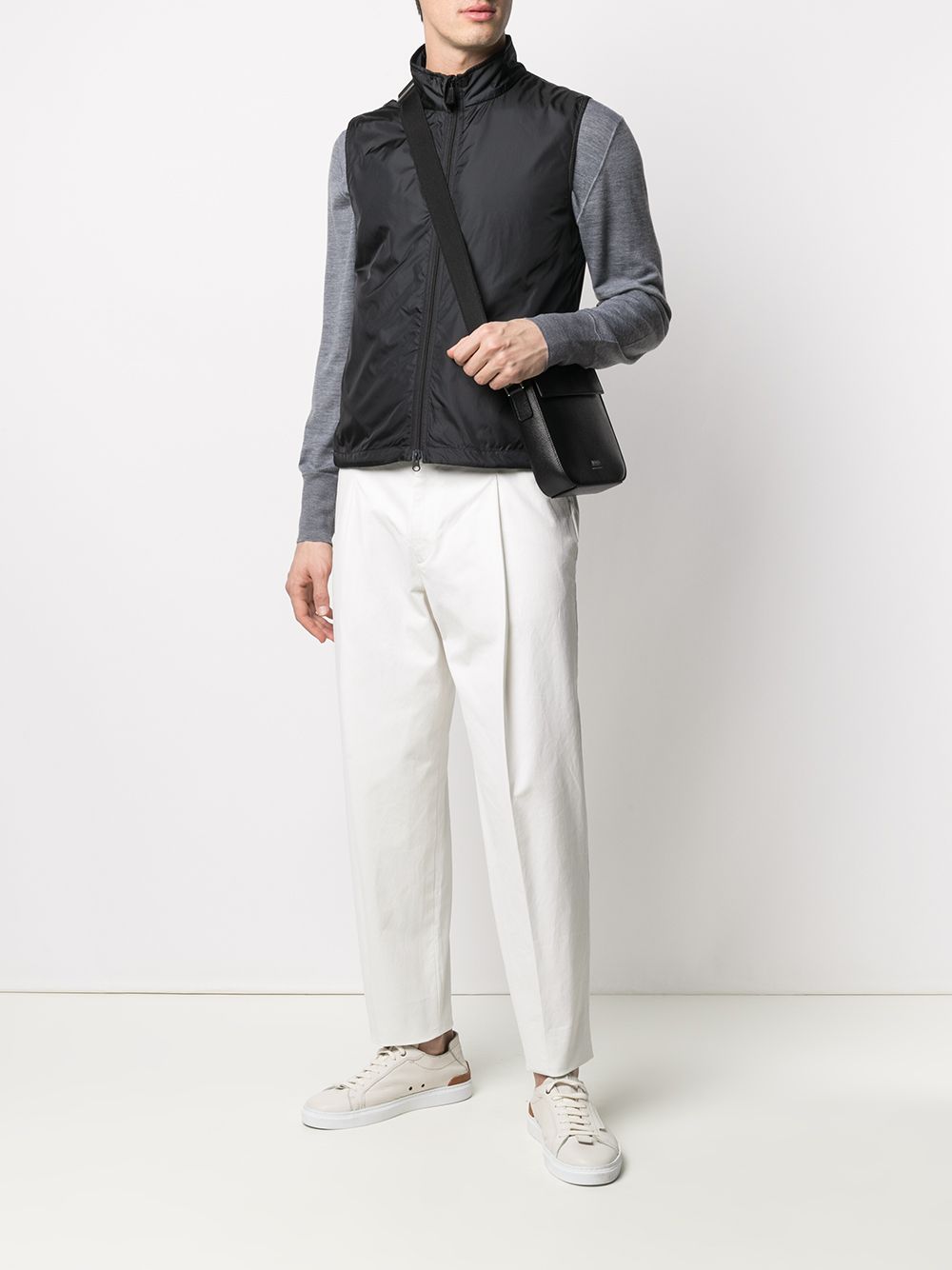 Sleek Sleeveless Jacket With High Collar