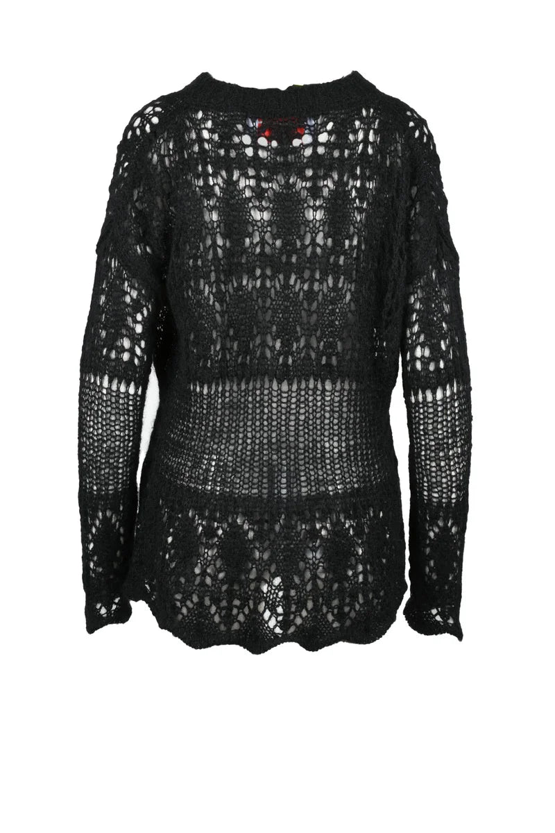 Mohair Openwork Sweater - Black
