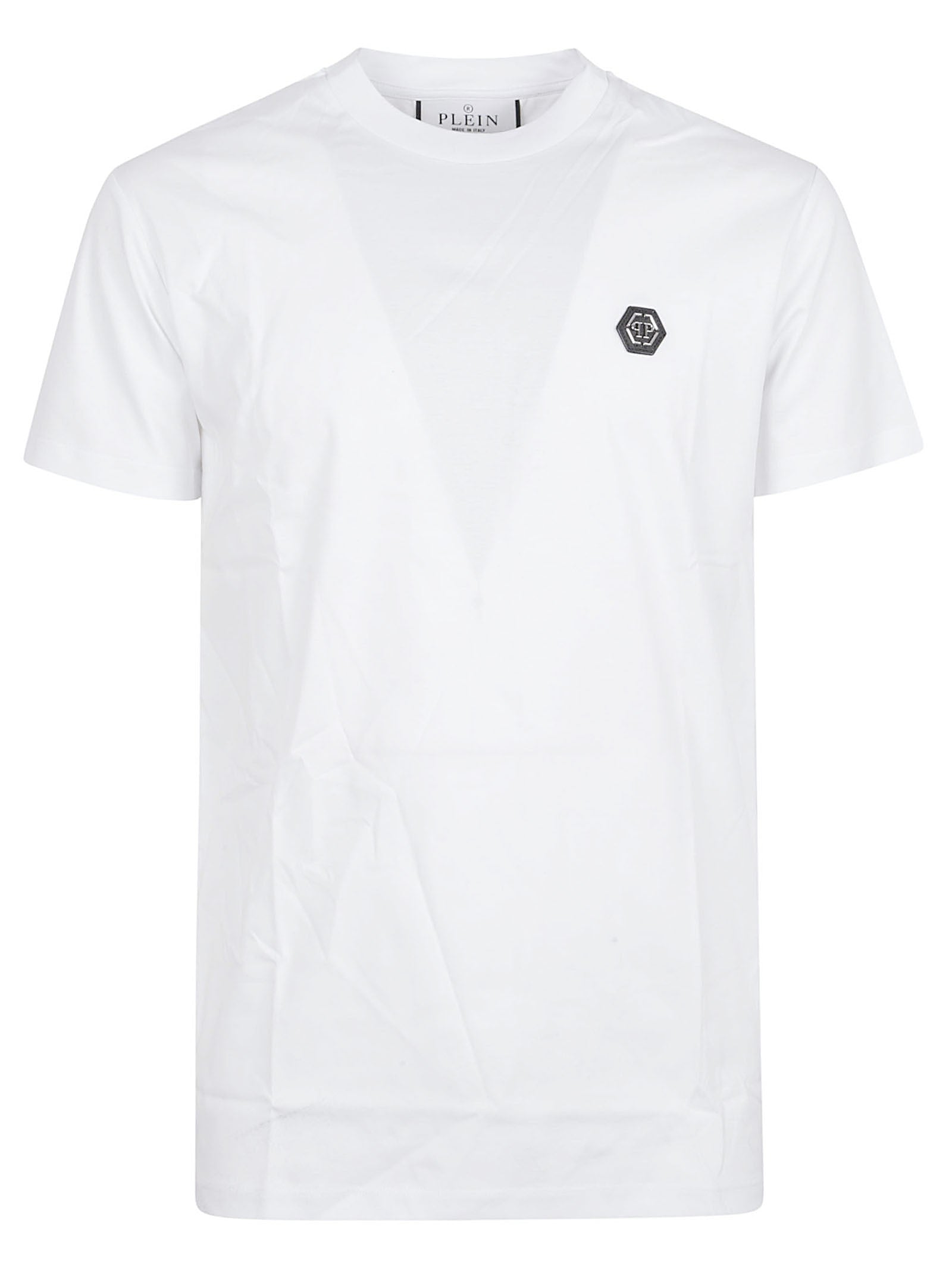 Short-Sleeve White T-Shirt with Monogram Embroidery