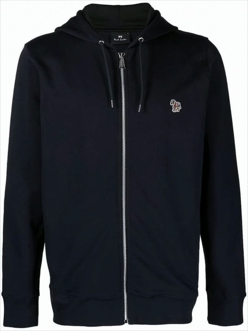 Full Zip Hooded Sweatshirt with Embroidered Detail