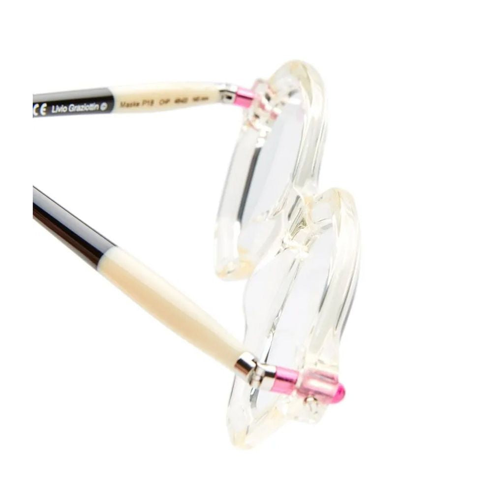 Mask P18 Sophisticated Transparent Champagne Round Acetate Sunglasses