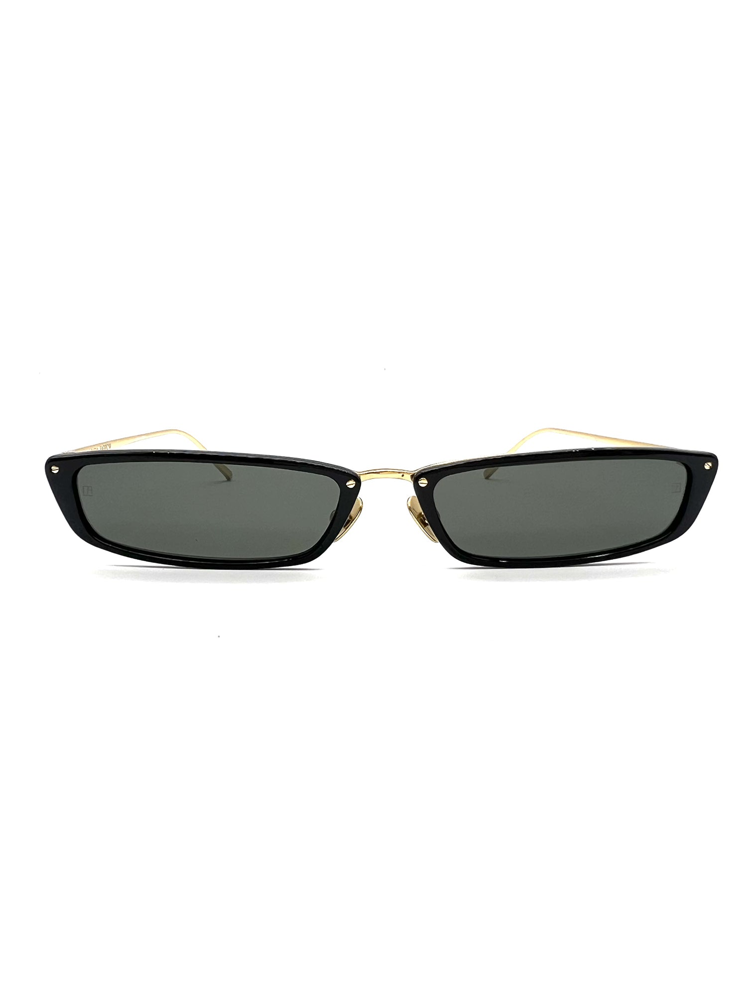 Angular Black Sunglasses with Gold Accents and Durable Finish
