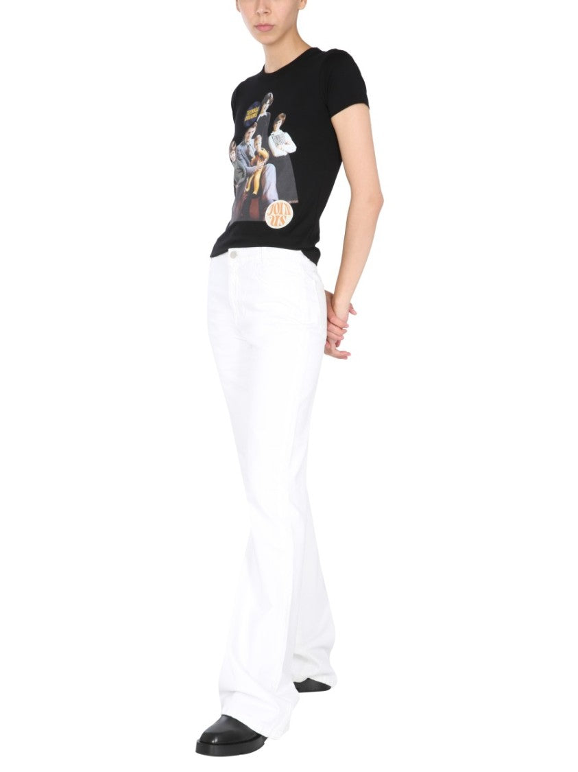 Fitted Graphic Print Crew Neck T-Shirt