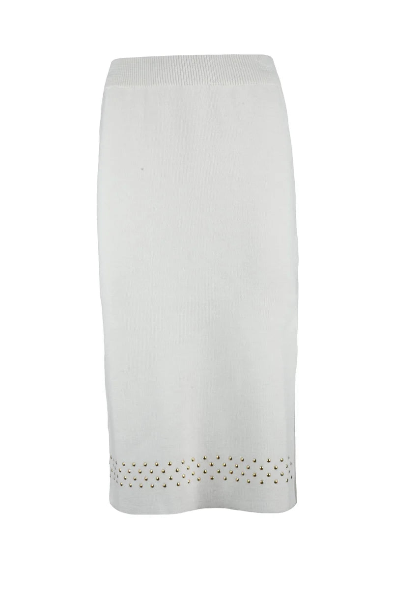 Knit Sheath Skirt - White
