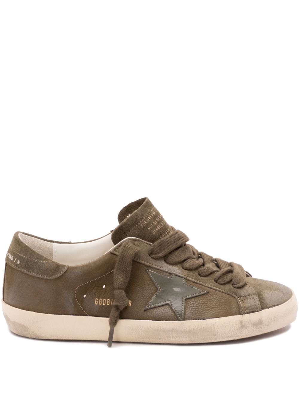 Low-Top Sneakers With Distressed Olive Green Silk
