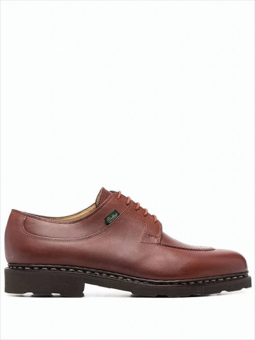 Brown Leather Lace-Up Shoes with Classic Design