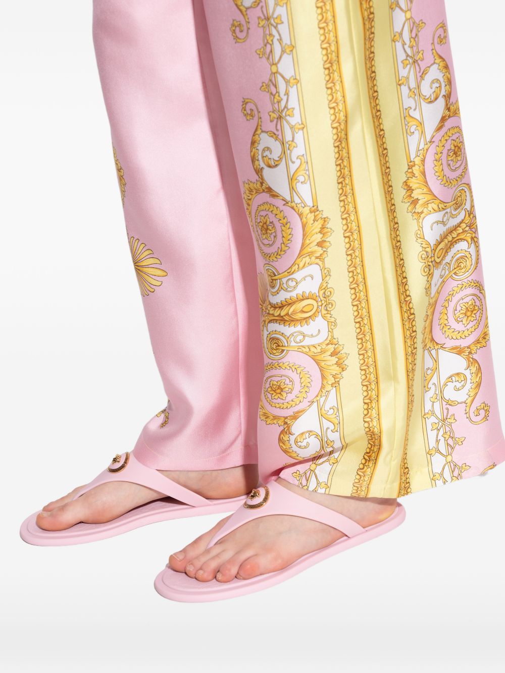 Thong-Style Sandals with Intricate Embossed Footbed