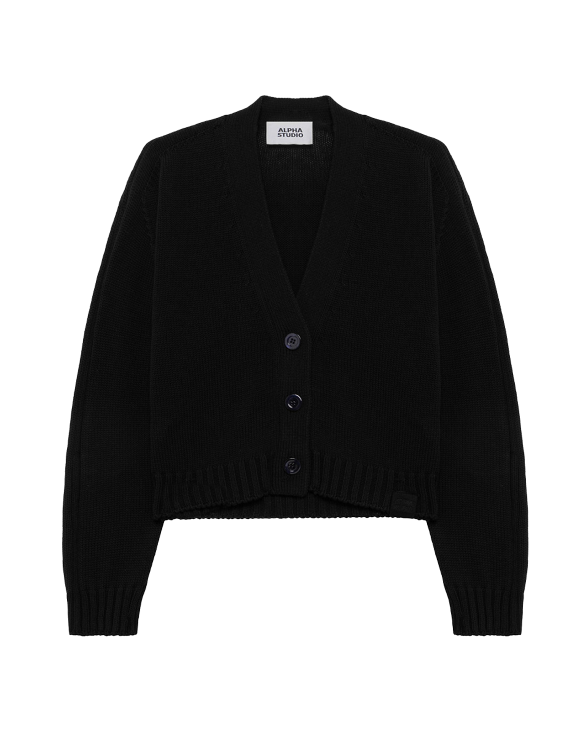 Black Full-Zip Boxy Cardigan