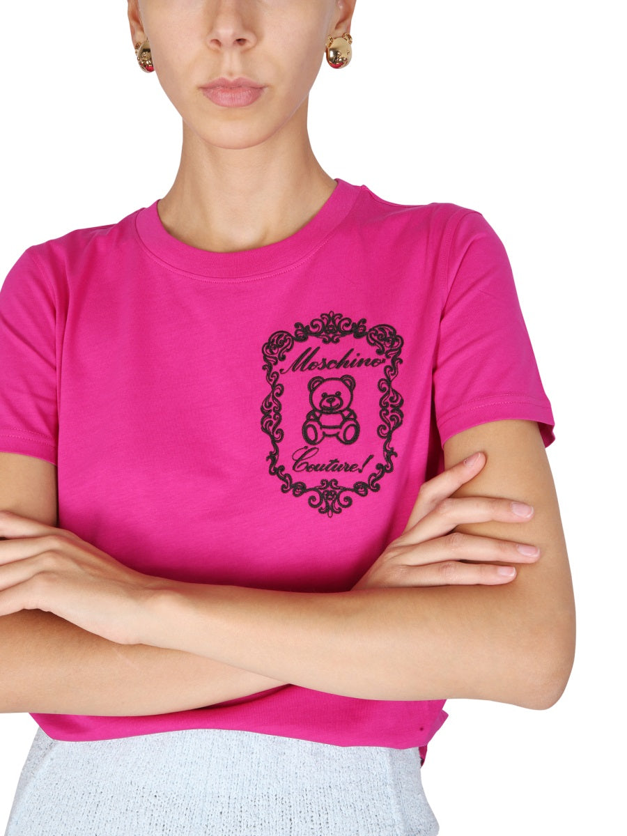 Pink T-Shirt with Chest Logo Print