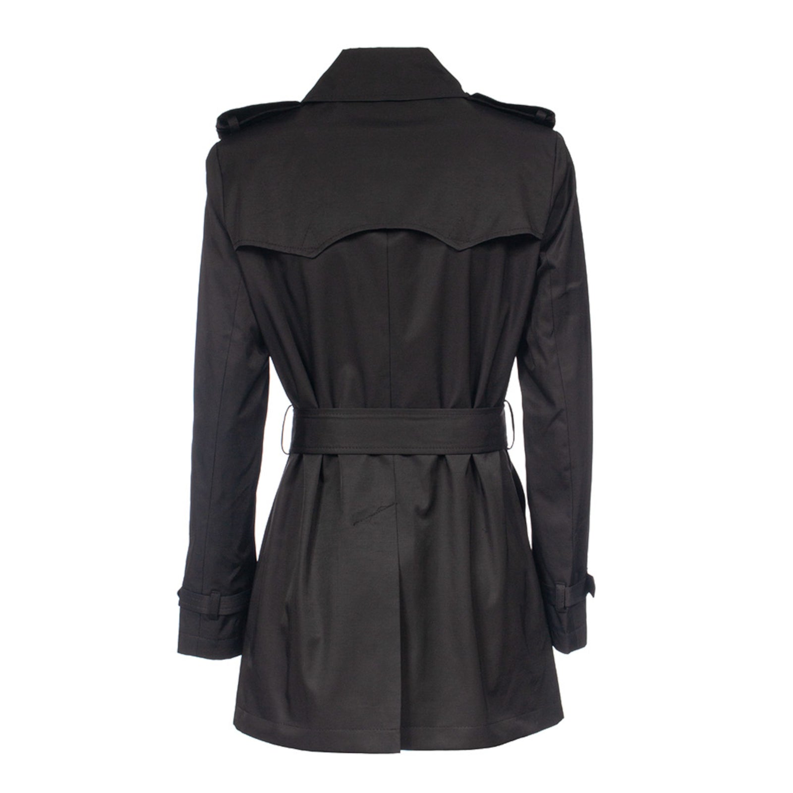Double-Breasted Cotton Blend Trench Coat