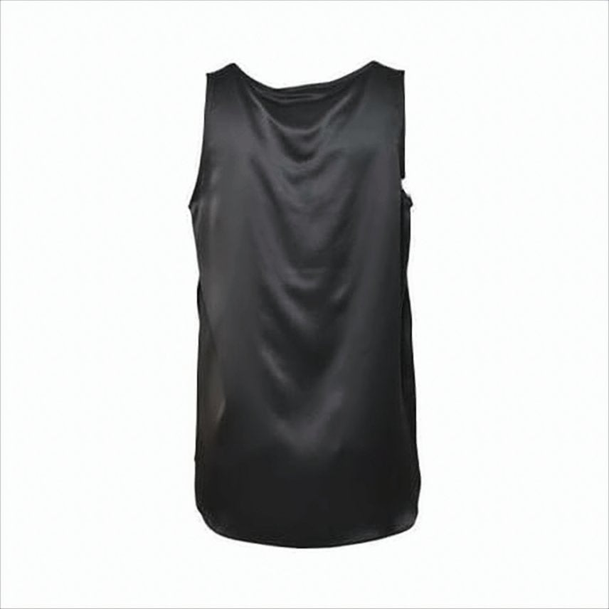 Silk Sleeveless Top with Notch Neckline