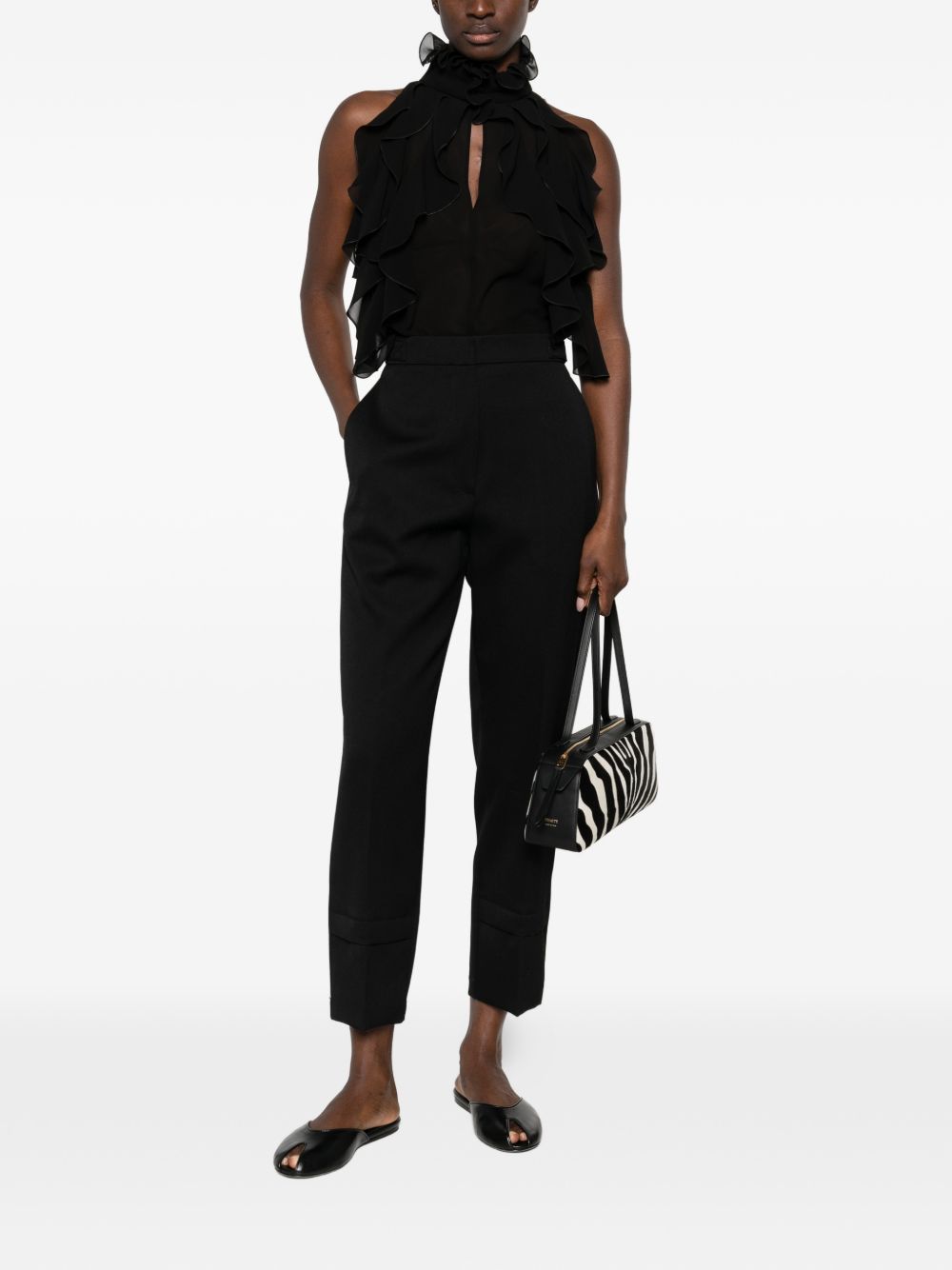 Straight Leg Trousers With Concealed Fly