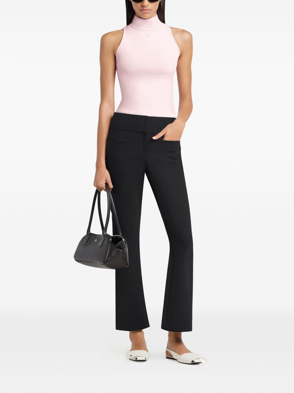 Sleeveless Top with High Neckline and Fitted Silhouette