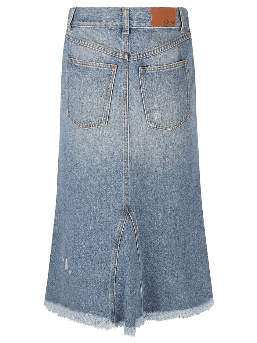 Asymmetrical Hem Denim Skirt