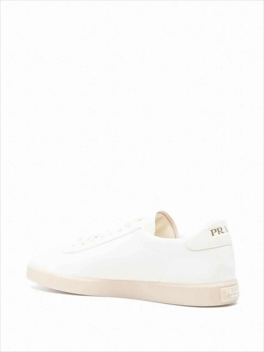 Low-Top Leather Sneakers With Triangular Logo Accents