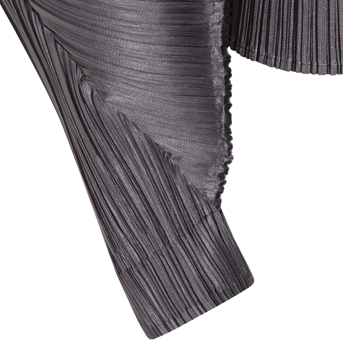Pleated Long-Sleeved Top with High Neck
