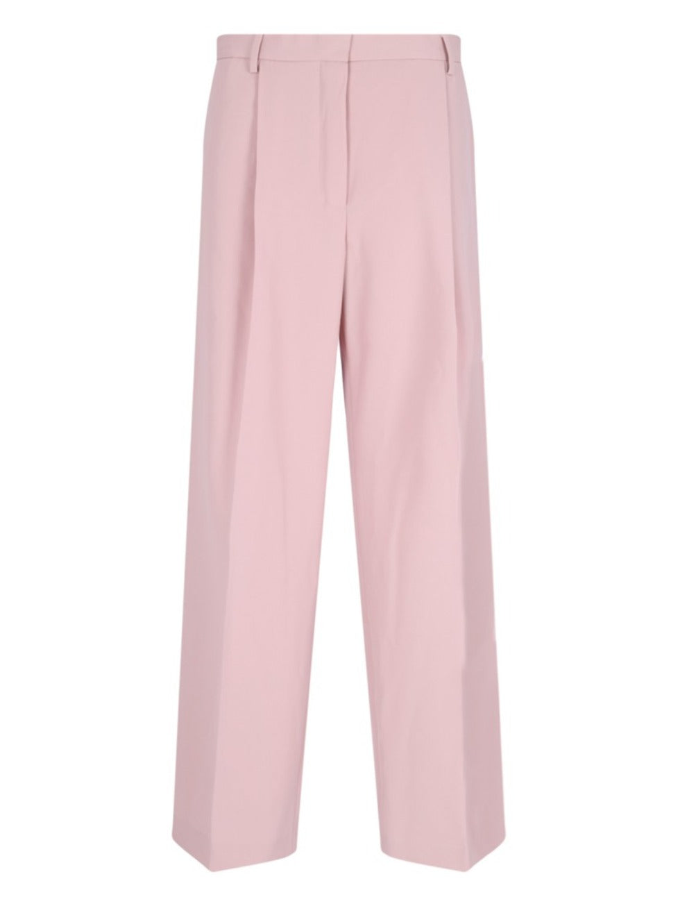 Wide-Leg Trousers In Pink Wool