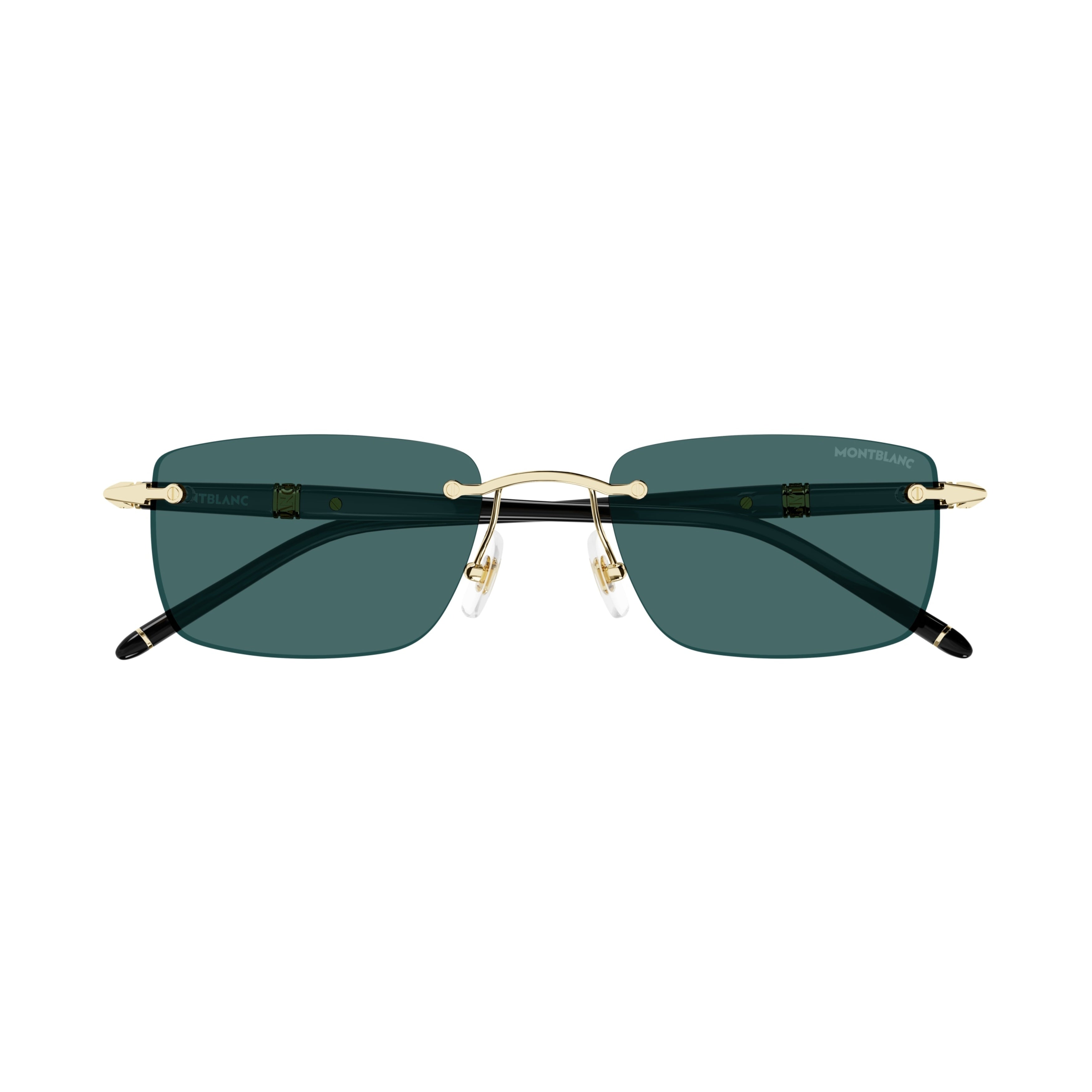 Mb0344s Rimless Sunglasses with Rectangular Dark Green Lenses