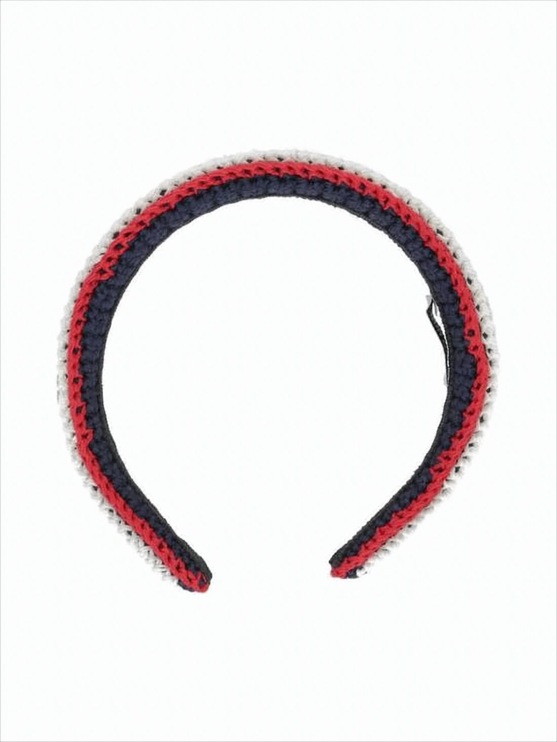 Woven Texture Headband With Navy Blue Center