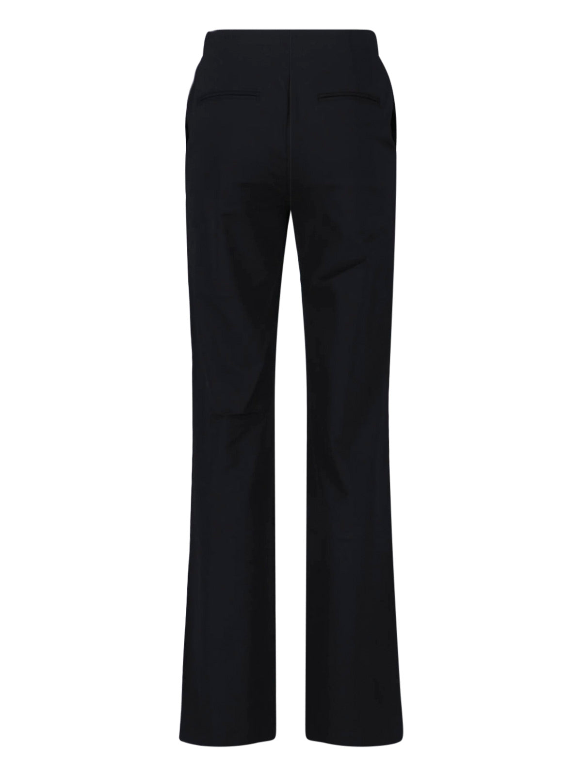 Straight-Leg Wool Blend Pants With Side Zipper And Logo Detail