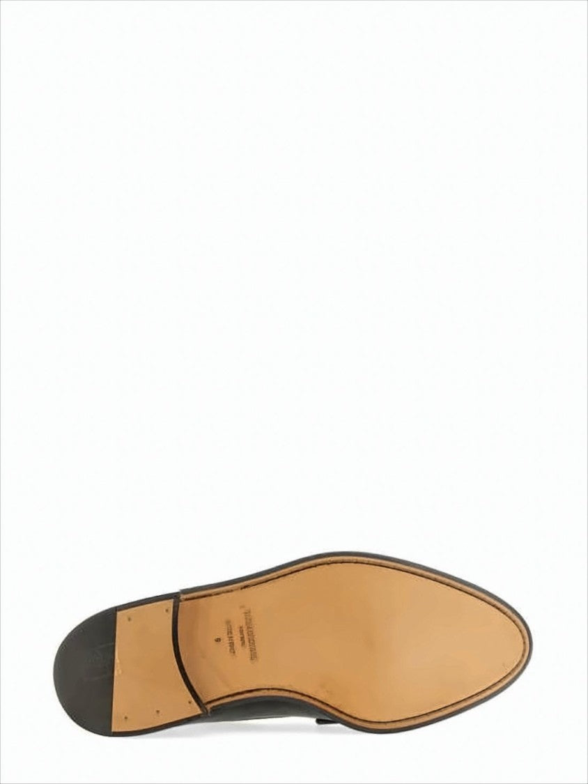 Classic Black Penny Loafers with Signature Striped Pull Tab