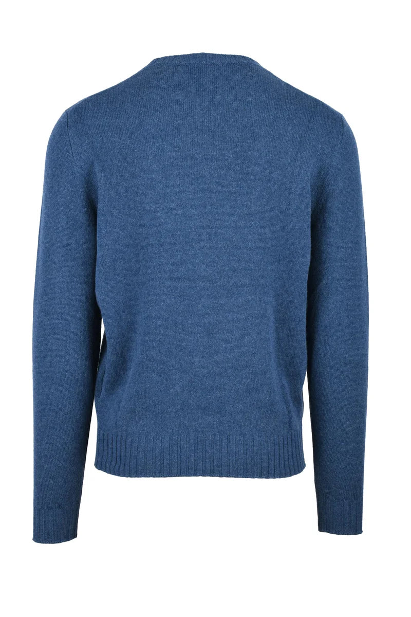 Light Blue Virgin Wool Cashmere Men's Pullover