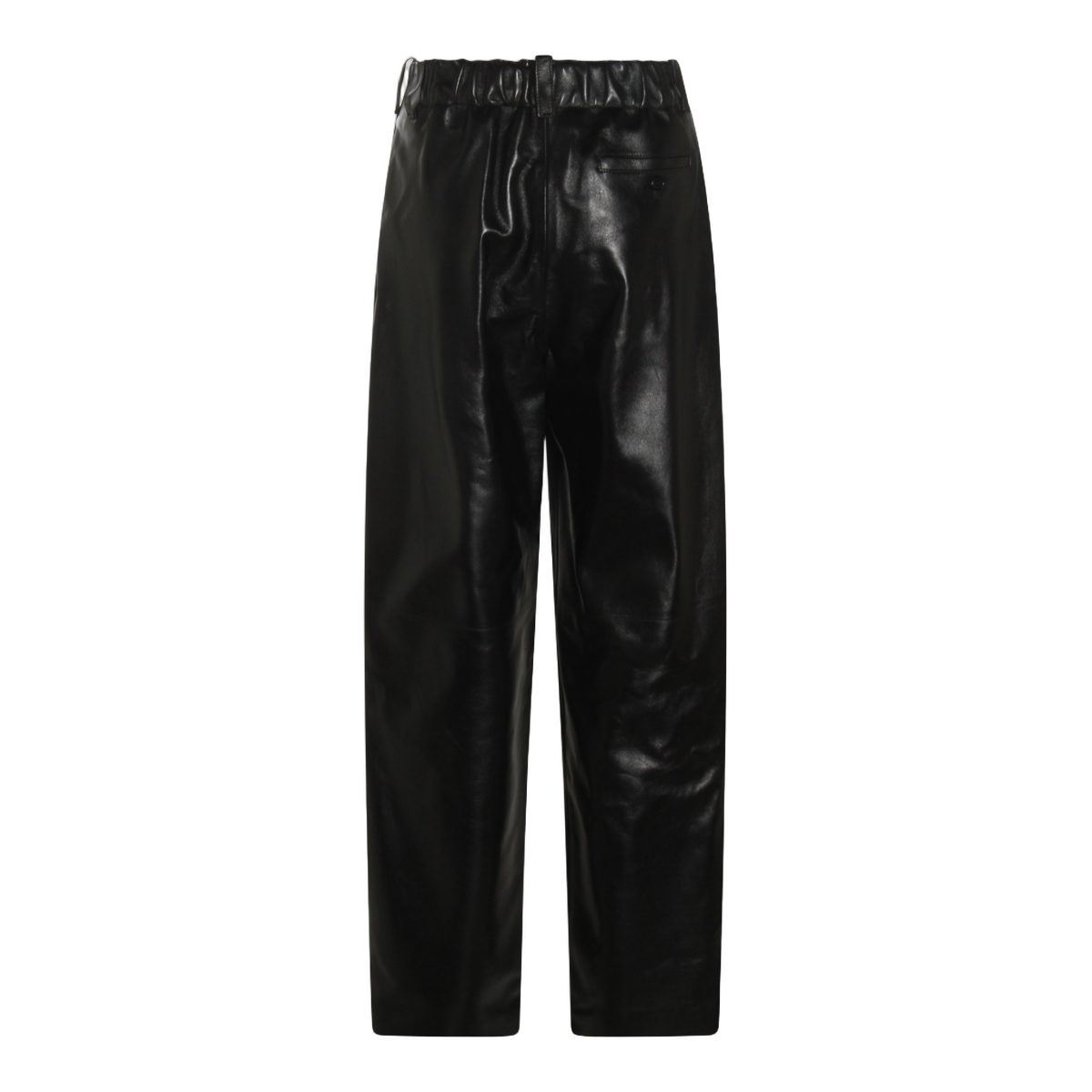 High-Waisted Black Trousers With Pleated Detailing And Glossy Finish