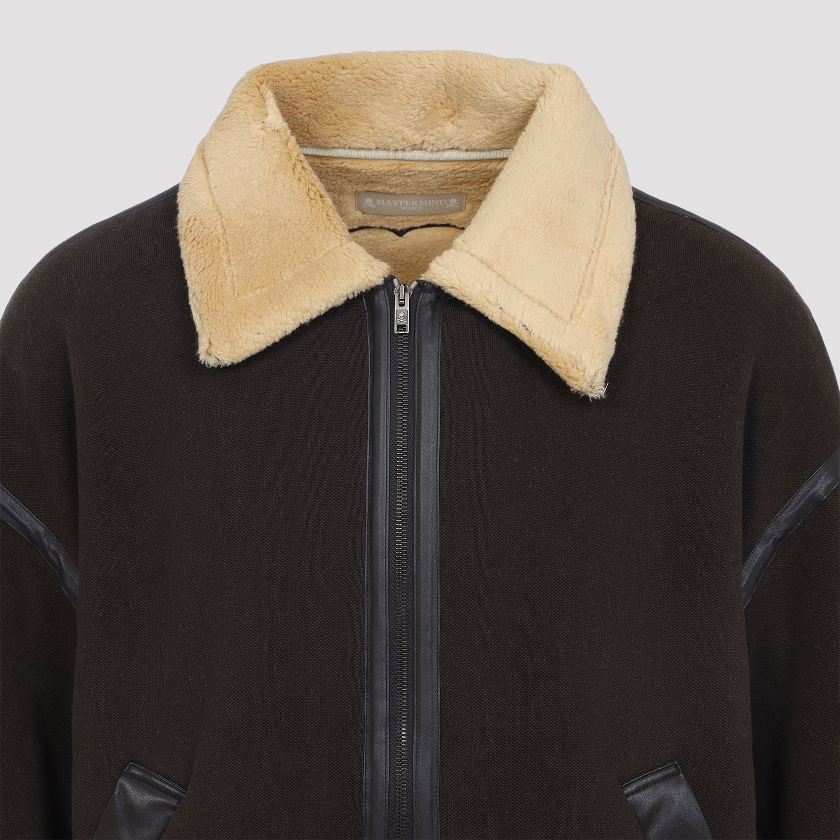 Cotton Jacket With Shearling Accents And Bold Skull Design
