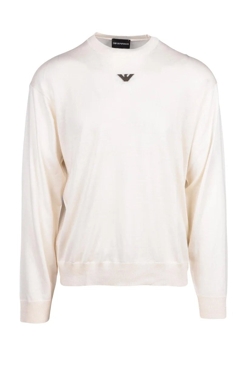 Virgin Wool Crewneck Sweater - White