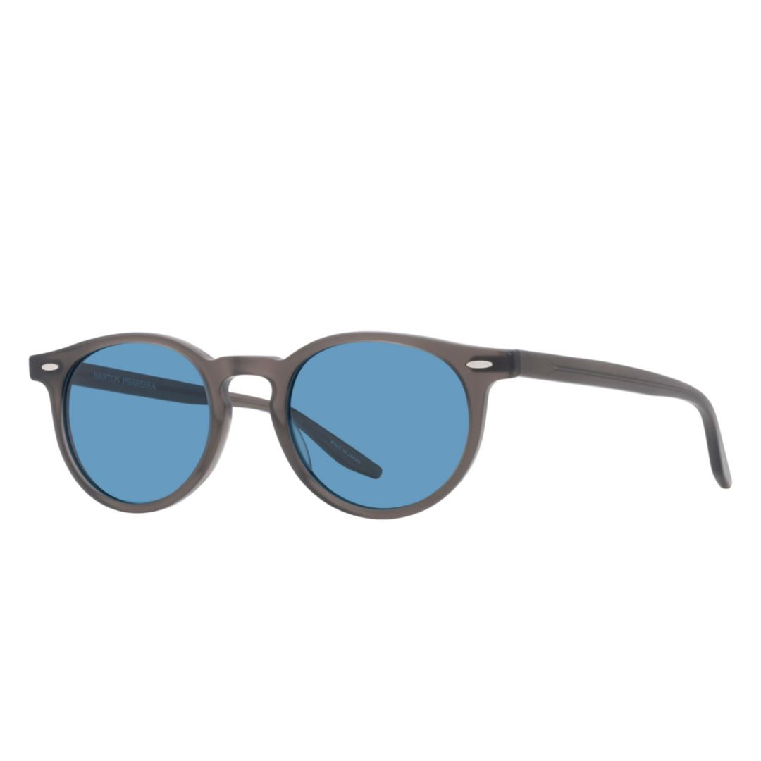 Banks Rounded Frame Acetate Sunglasses with Solid Blue Lenses