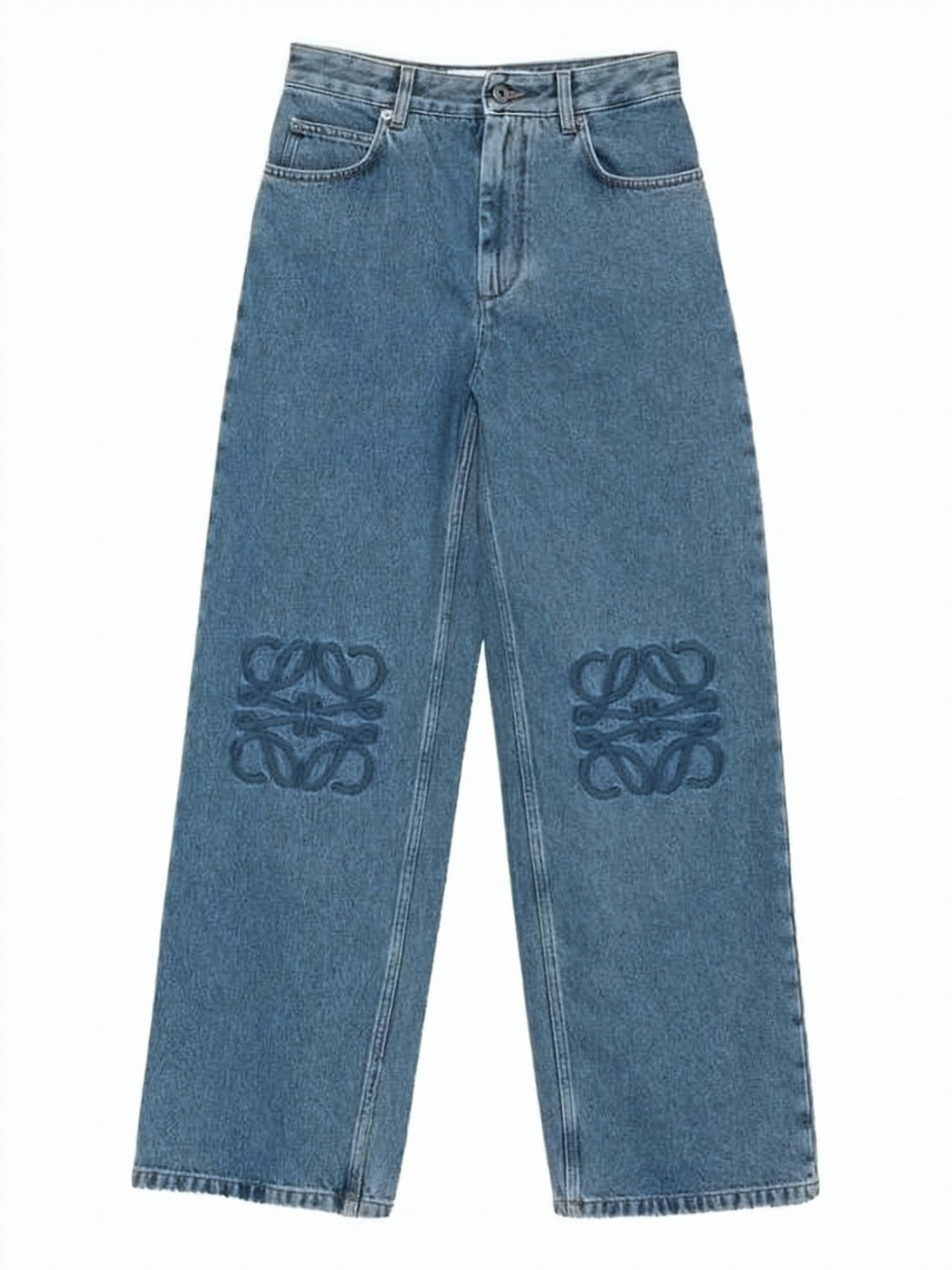 Wide-Leg Denim Pants with Classic Five-Pocket Design