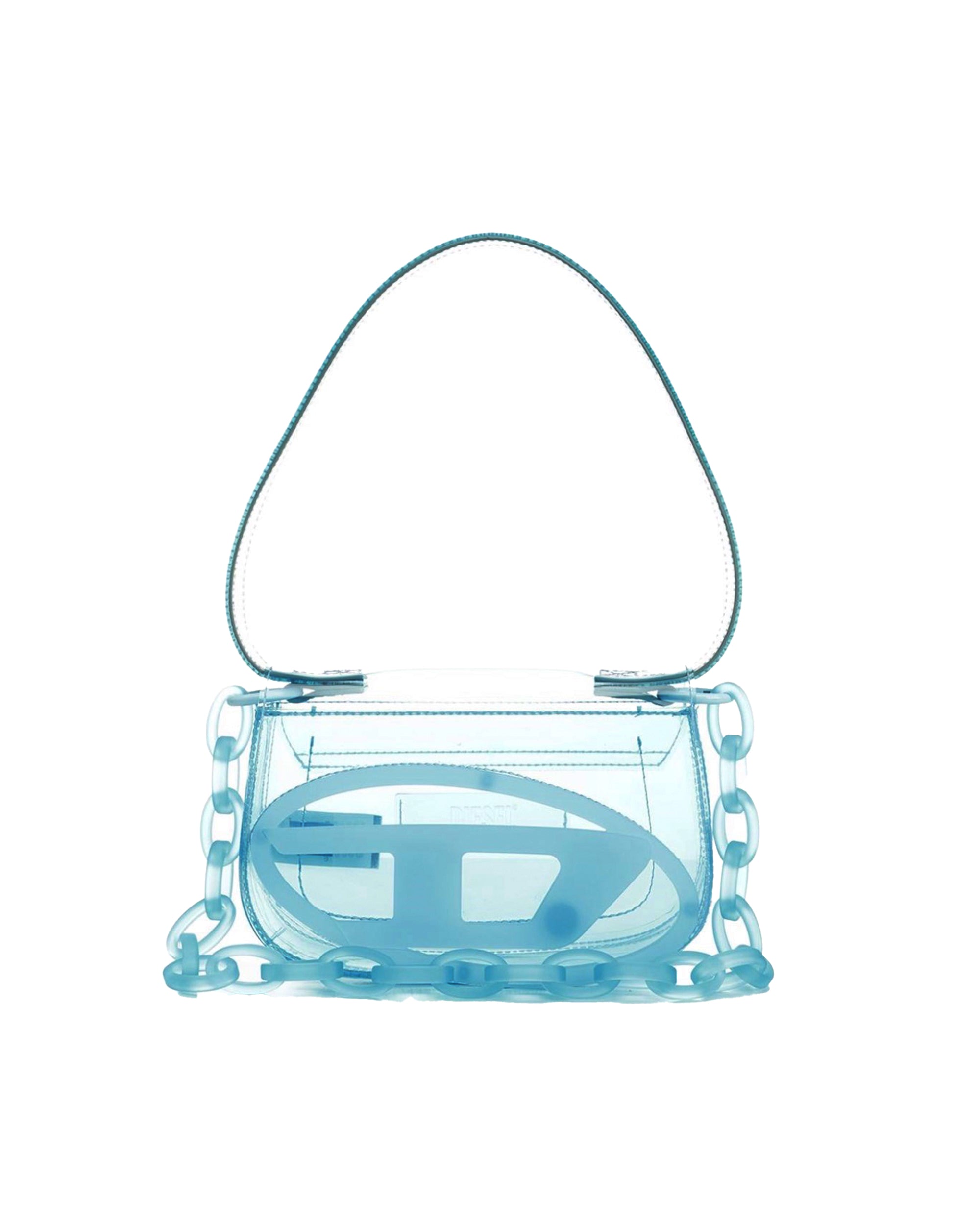 Transparent Jelly Blue Shoulder Bag with Chain