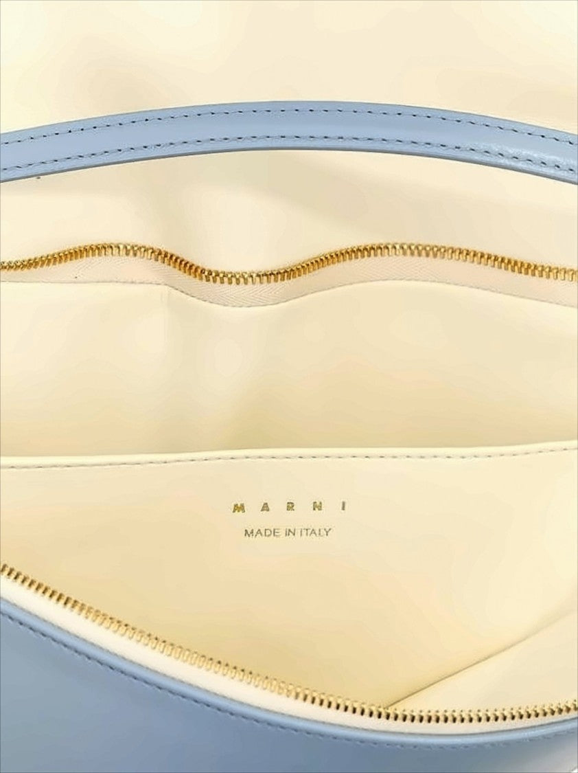 Triangular Silhouette Calfskin Leather Shoulder Bag