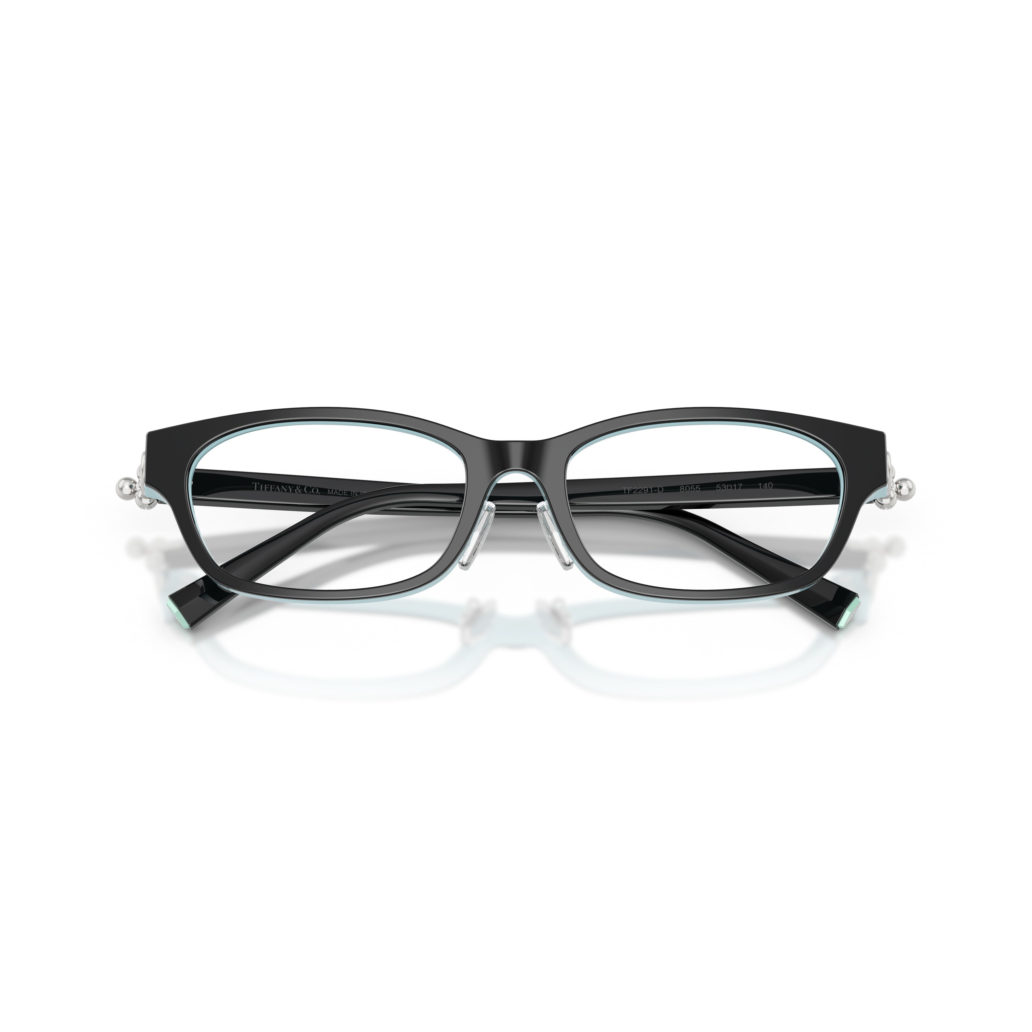 Rectangular Eyeglasses with Light Blue Detailing