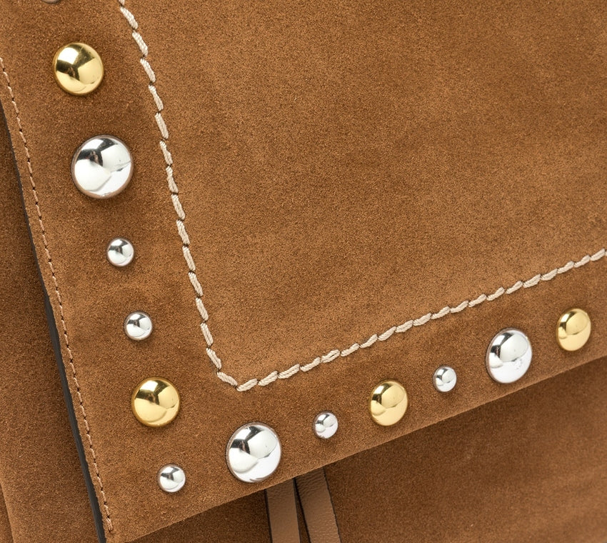 Suede Handbag with Convertible Strap
