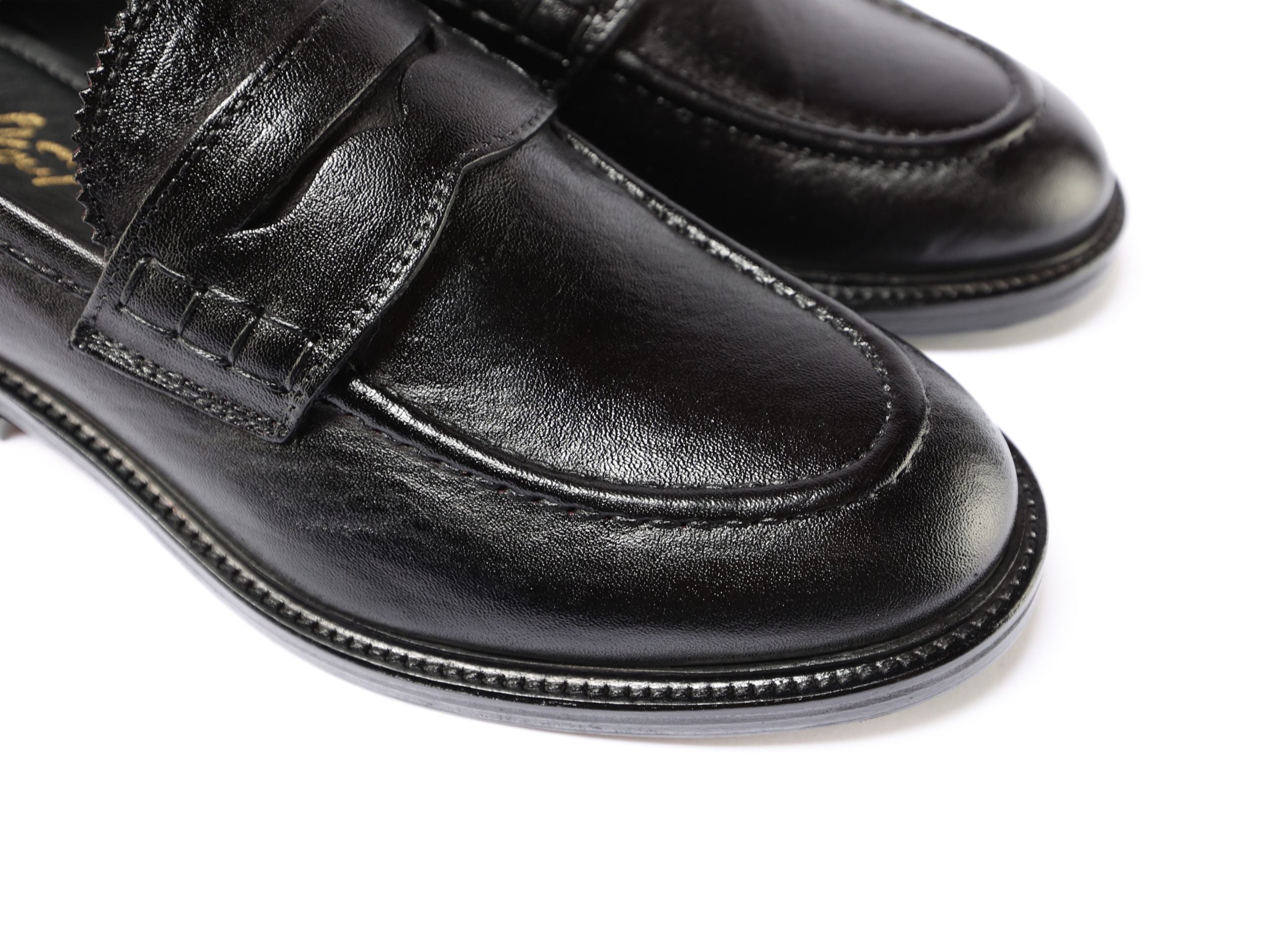 Buffalo Leather Loafers with Stitched Apron Front