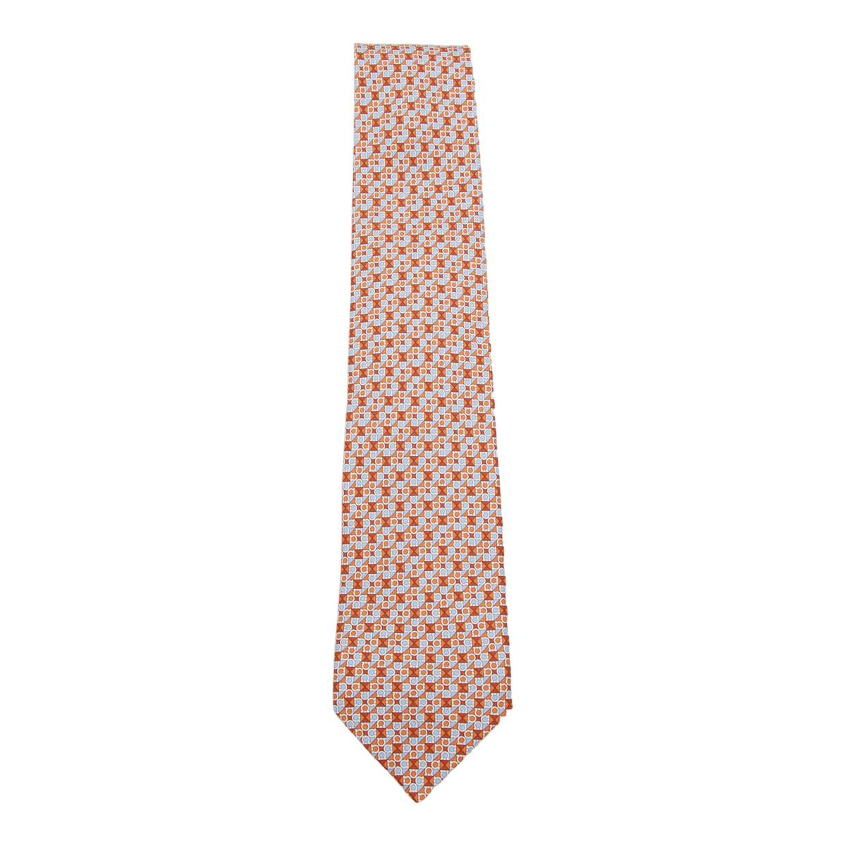 Geometric Patterned Orange Tie