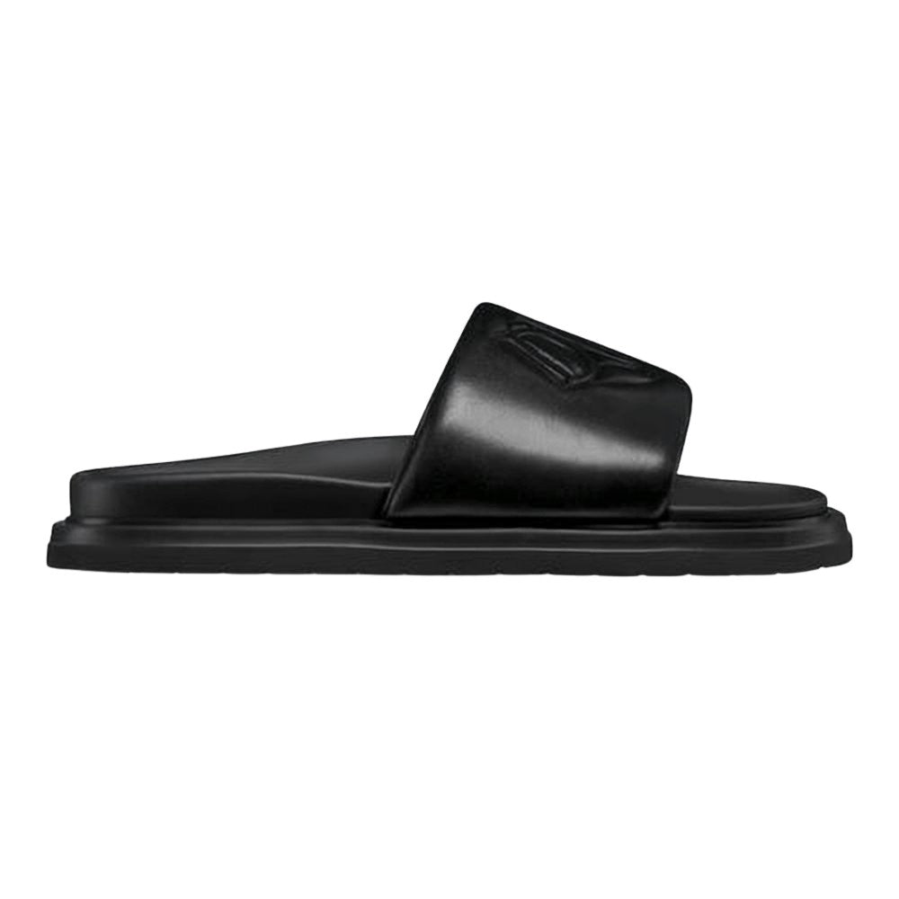 Minimalist Black Slide Sandal with Embossed Logo